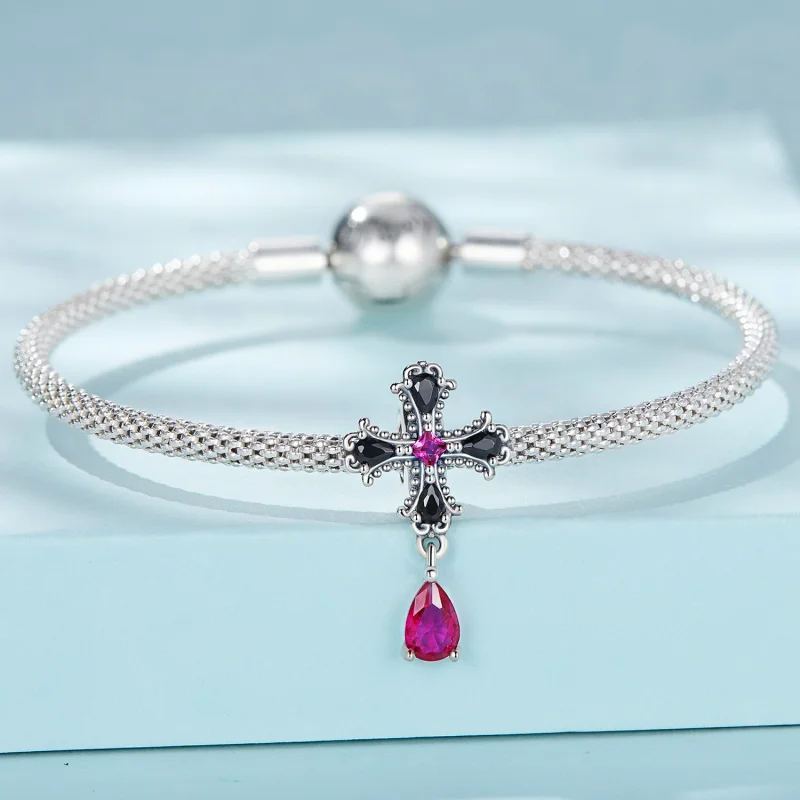 (imagem para) Pandora Style Gothic Cross Spacer Charm - SCC2381 - Visualizar 3