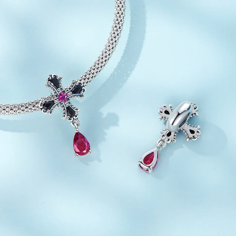 (imagem para) Pandora Style Gothic Cross Spacer Charm - SCC2381 - Visualizar 4