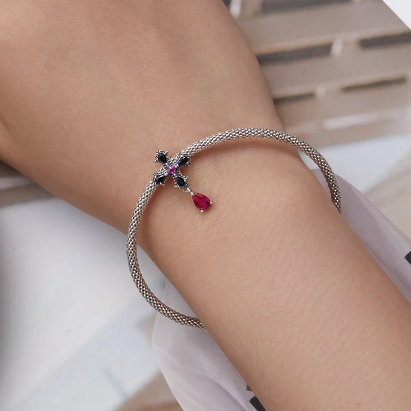 (imagem para) Pandora Style Gothic Cross Spacer Charm - SCC2381 - Visualizar 5