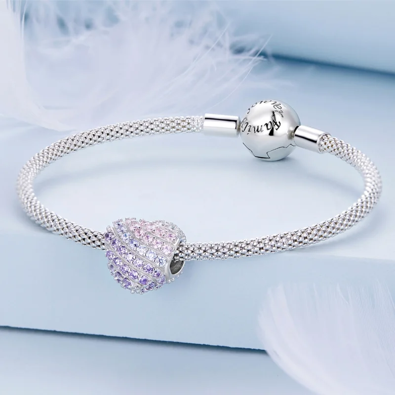 (imagem para) Pandora Style Gradient Heart Charm - BSC624 - Visualizar 4