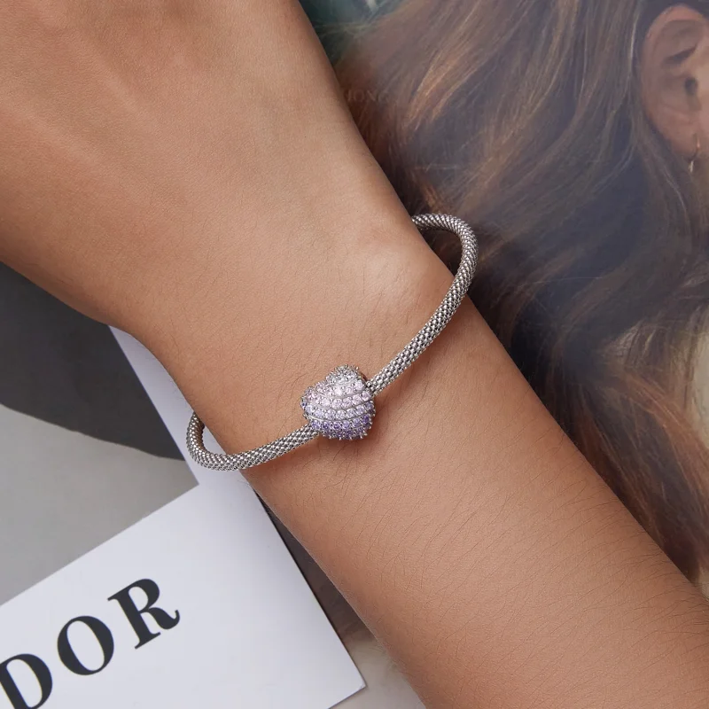 (imagem para) Pandora Style Gradient Heart Charm - BSC624 - Visualizar 5