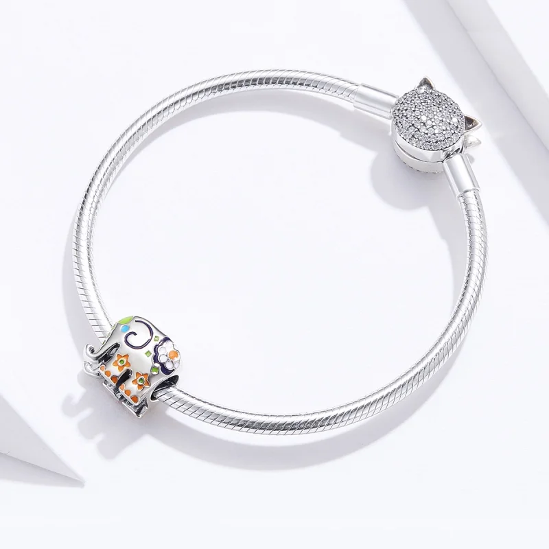 (imagem para) Pandora Style Happy Elephant Charm - BSC095 - Visualizar 2