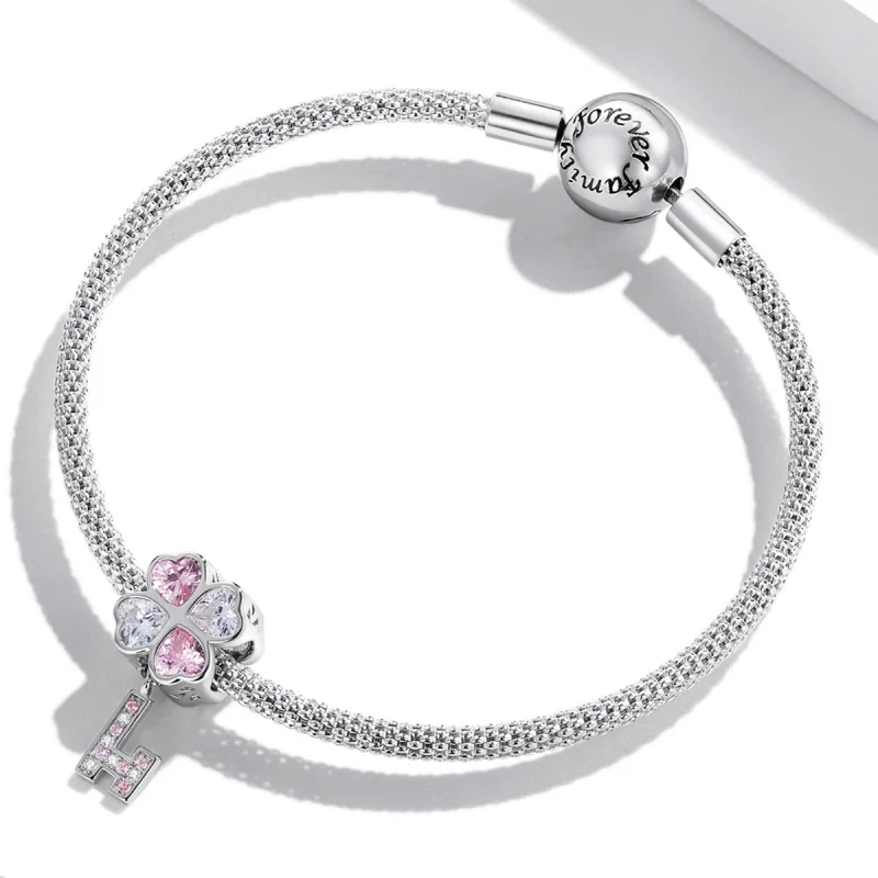 (imagem para) Pandora Style Heart Clover Key Charm - SCC2123 - Visualizar 3