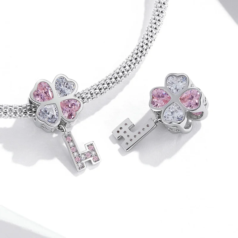 (imagem para) Pandora Style Heart Clover Key Charm - SCC2123 - Visualizar 4