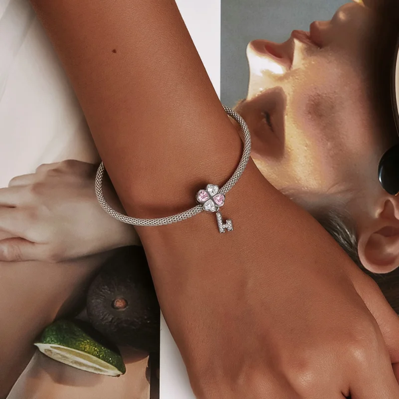 (imagem para) Pandora Style Heart Clover Key Charm - SCC2123 - Visualizar 5