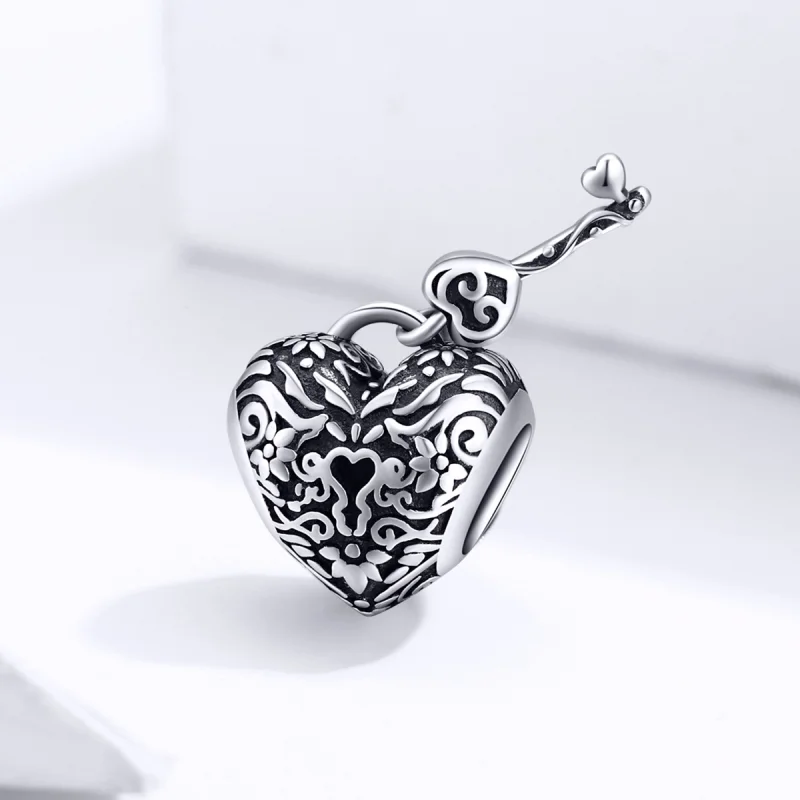 (imagem para) Pandora Style Heart Lock Charm - SCC1447 - Visualizar 2