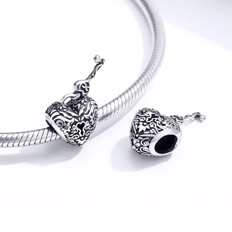 (imagem para) Pandora Style Heart Lock Charm - SCC1447 - Visualizar 4