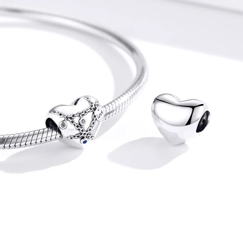 (imagem para) Pandora Style Heart Lock Charm - SCC1538 - Visualizar 2