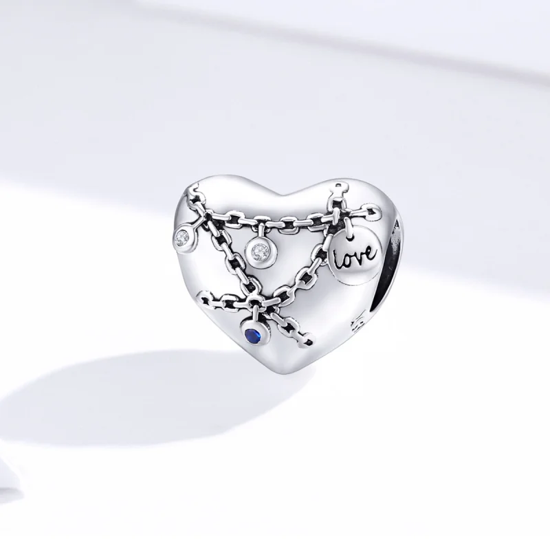 (imagem para) Pandora Style Heart Lock Charm - SCC1538 - Visualizar 4