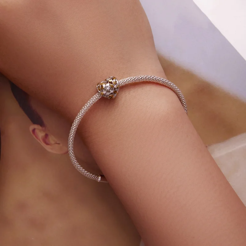 (imagem para) Pandora Style Heart Shaped Leaves Charm - BSC672 - Visualizar 5