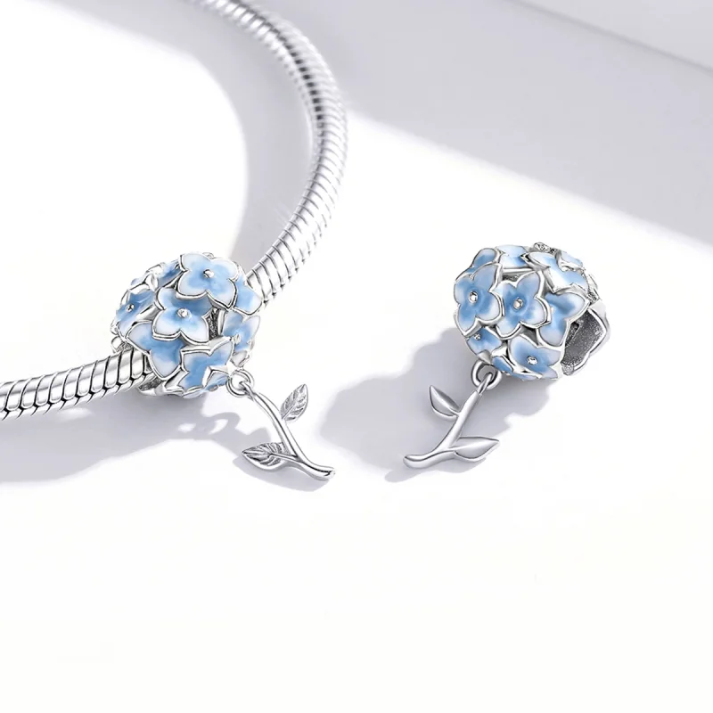 (imagem para) Pandora Style Hydrangea Charm - BSC392 - Visualizar 4