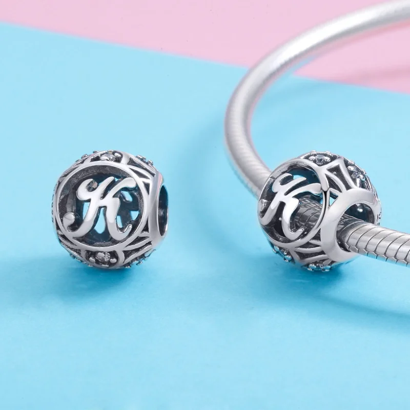 (imagem para) Pandora Style Letter-K Charm - SCC738-K - Visualizar 3