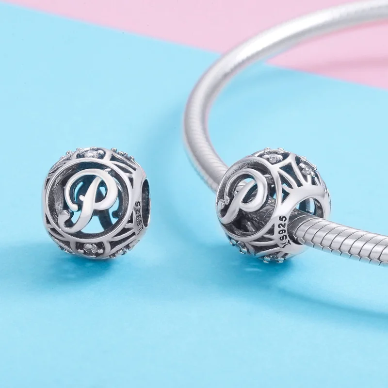 (imagem para) Pandora Style Letter-P Charm - SCC738-P - Visualizar 3