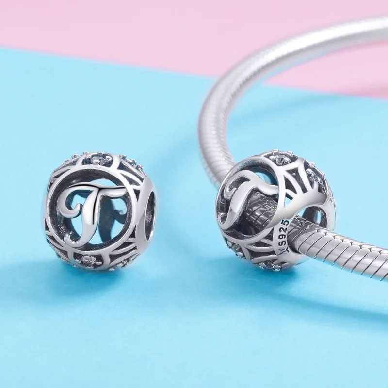 (imagem para) Pandora Style Letter-T Charm - SCC738-T - Visualizar 3