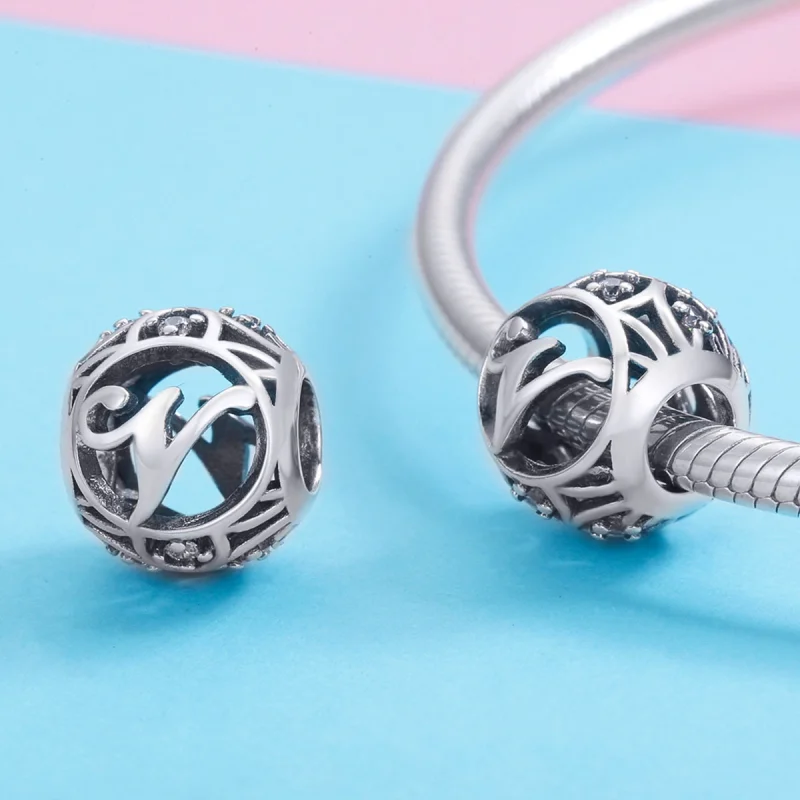 (imagem para) Pandora Style Letter-V Charm - SCC738-V - Visualizar 3