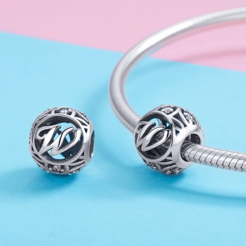 (imagem para) Pandora Style Letter-W Charm - SCC738-W - Visualizar 3