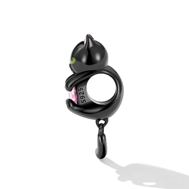 (imagem para) Pandora Style Little Black Cat Charm - SCC2329 - Visualizar 3