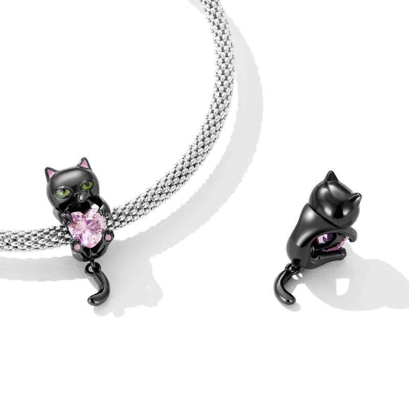 (imagem para) Pandora Style Little Black Cat Charm - SCC2329 - Visualizar 4