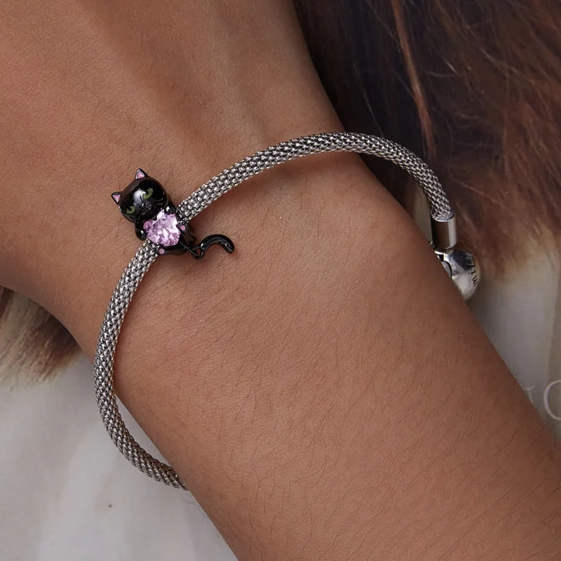 (imagem para) Pandora Style Little Black Cat Charm - SCC2329 - Visualizar 6