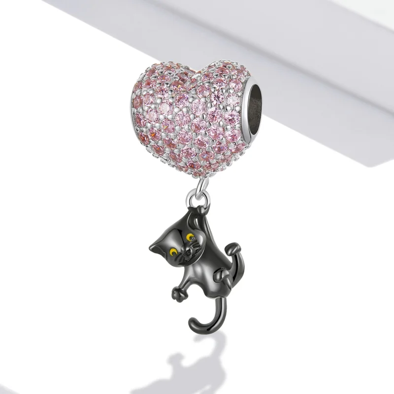 (imagem para) Pandora Style Love Balloon Black Cat Charm - SCC2115 - Visualizar 2
