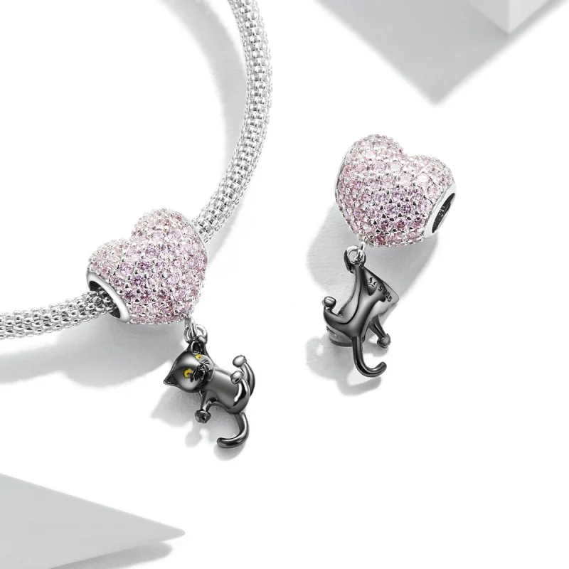 (imagem para) Pandora Style Love Balloon Black Cat Charm - SCC2115 - Visualizar 4