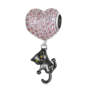 (imagem para) Pandora Style Love Balloon Black Cat Charm - SCC2115