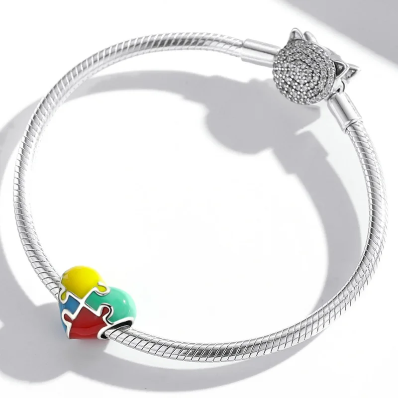 (imagem para) Pandora Style Love Puzzle Charm - BSC547 - Visualizar 3