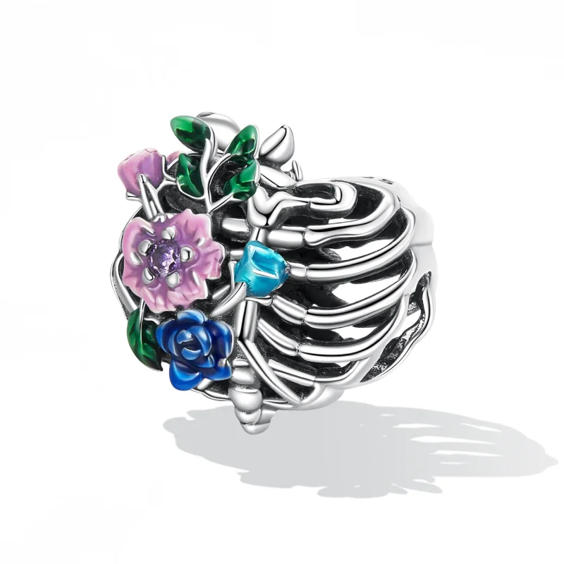 (imagem para) Pandora Style Love Rib Flower Charm - SCC2239 - Visualizar 2