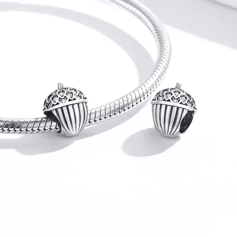 (imagem para) Pandora Style Lucky Pine Cone Charm - BSC337 - Visualizar 4