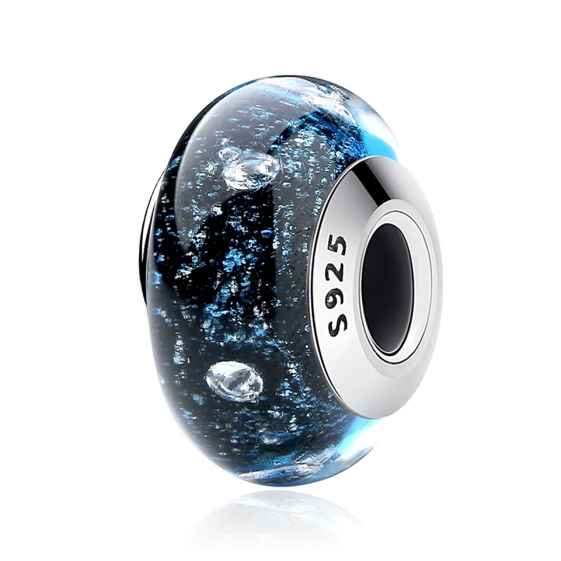 (imagem para) Pandora Style Midnight Bubbling with Threaded Murano Glass Charm - SCZ028 - Visualizar 2