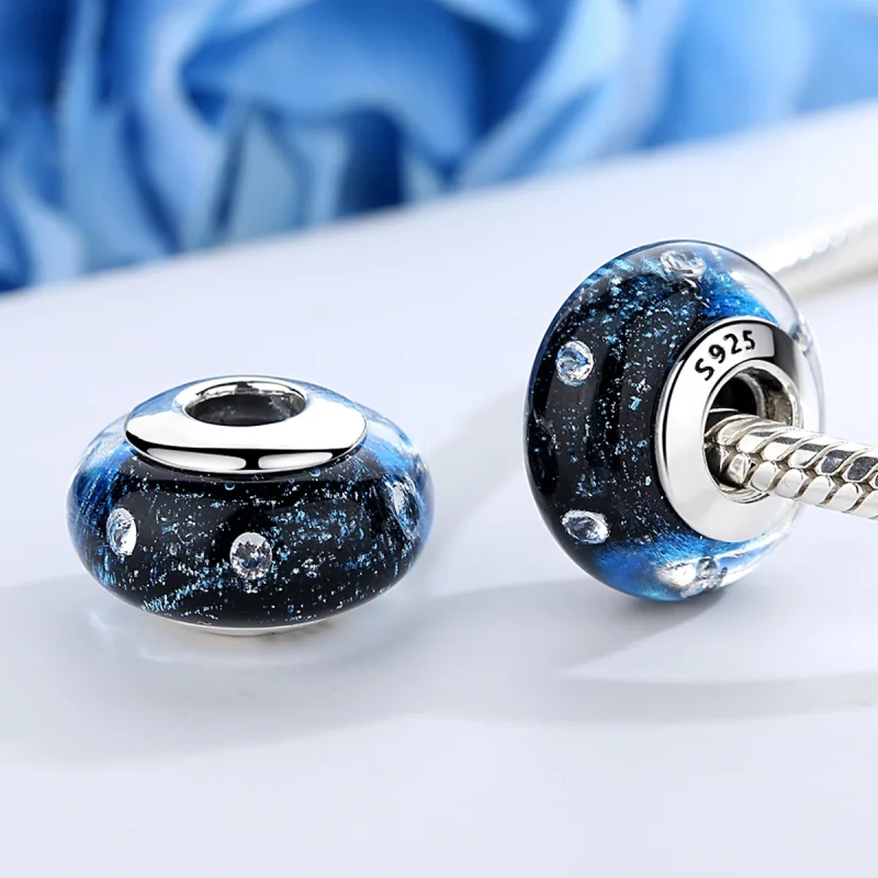 (imagem para) Pandora Style Midnight Bubbling with Threaded Murano Glass Charm - SCZ028 - Visualizar 4