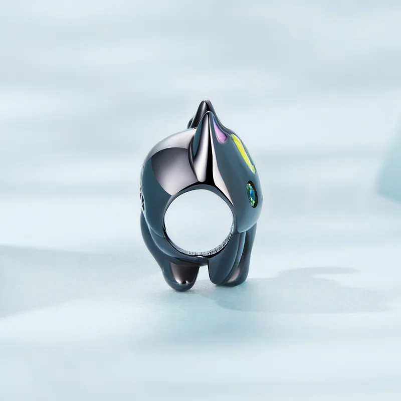 (imagem para) Pandora Style Moon Cat Charm - SCC2386 - Visualizar 3