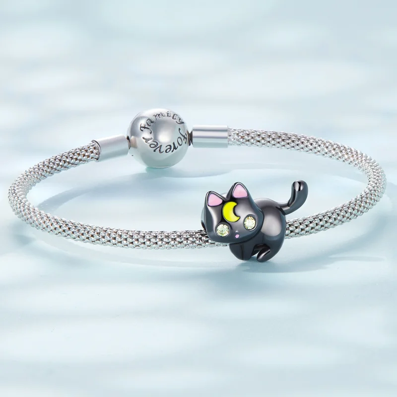 (imagem para) Pandora Style Moon Cat Charm - SCC2386 - Visualizar 5