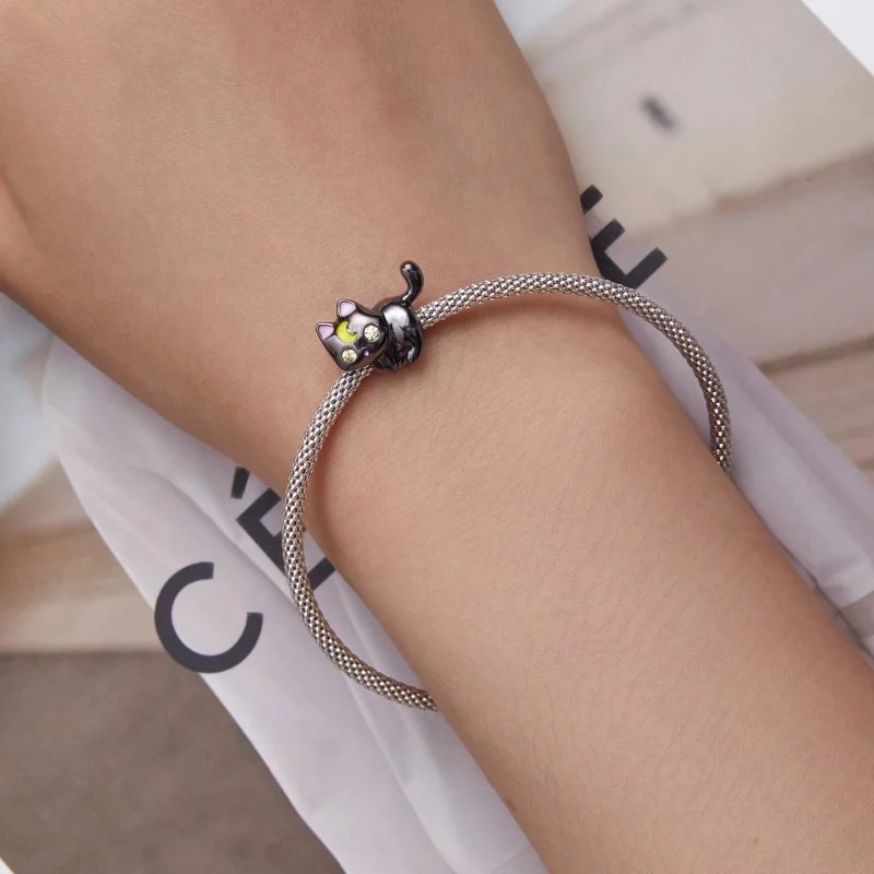 (imagem para) Pandora Style Moon Cat Charm - SCC2386 - Visualizar 6