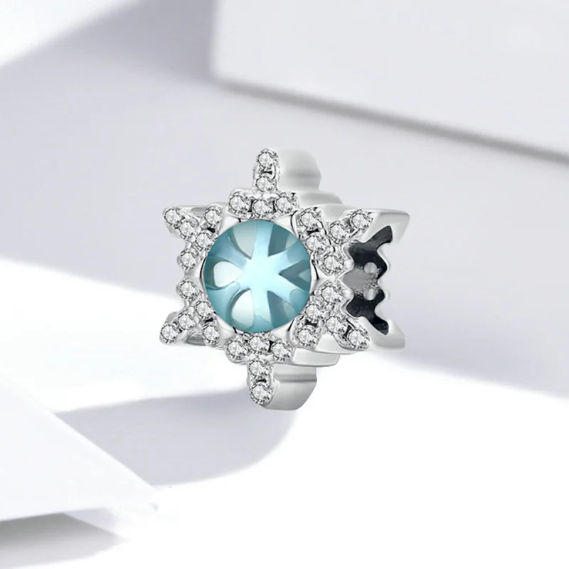 (imagem para) Pandora Style Moonstone Snowflake Charm - BSC512 - Visualizar 2