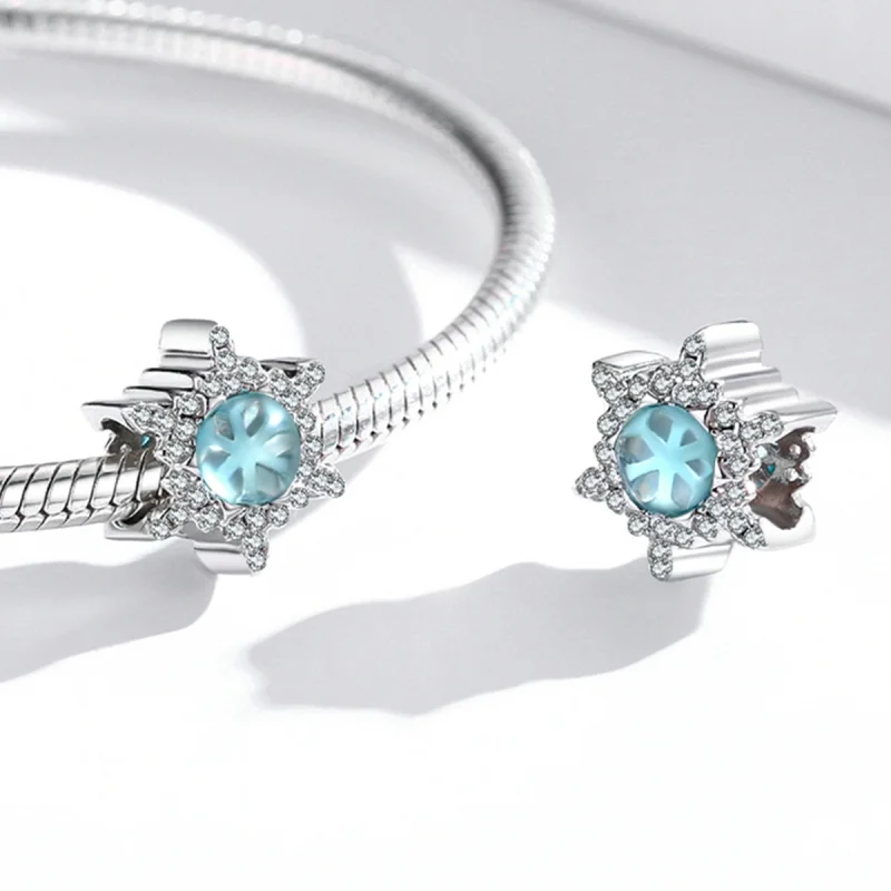 (imagem para) Pandora Style Moonstone Snowflake Charm - BSC512 - Visualizar 4
