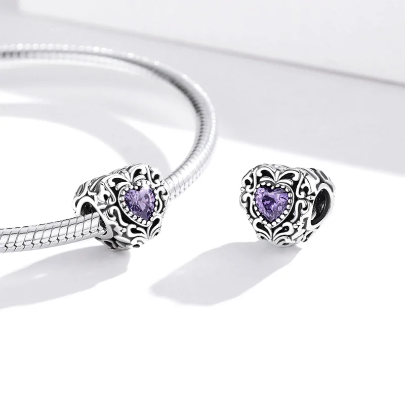 (imagem para) Pandora Style Mysterious Heart Charm - SCC1929 - Visualizar 4