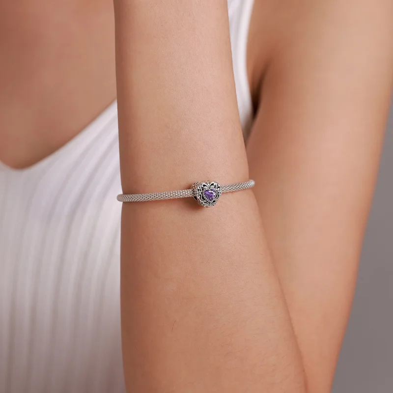 (imagem para) Pandora Style Mysterious Heart Charm - SCC1929 - Visualizar 5