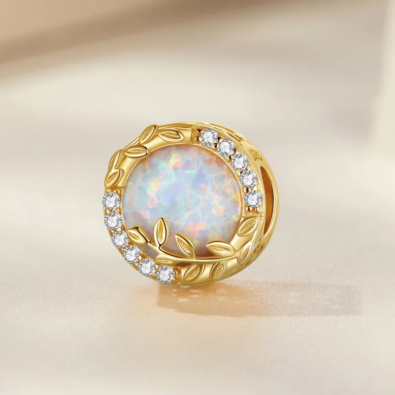 (imagem para) Pandora Style Opal Leaf Charm - BSC671 - Visualizar 2