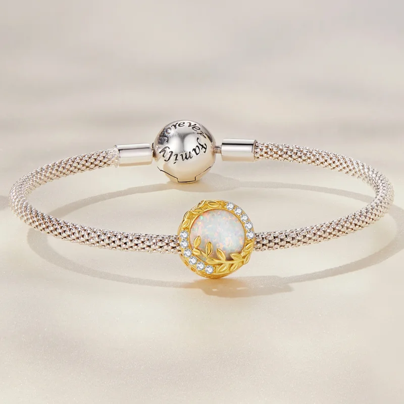 (imagem para) Pandora Style Opal Leaf Charm - BSC671 - Visualizar 5