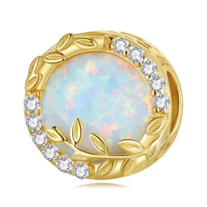 (imagem para) Pandora Style Opal Leaf Charm - BSC671