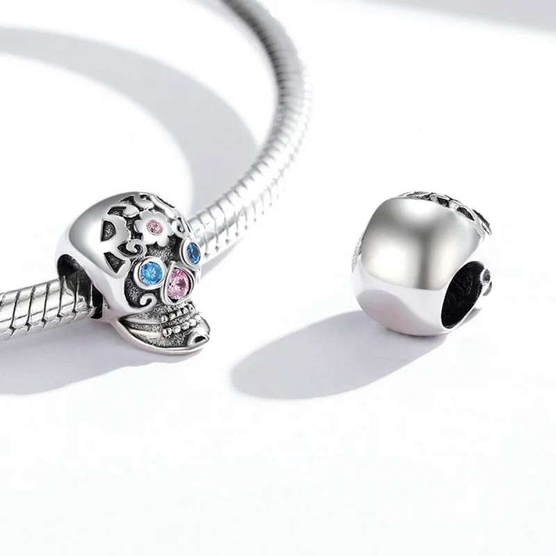 (imagem para) Pandora Style Openwork Skull Charm - BSC524 - Visualizar 3