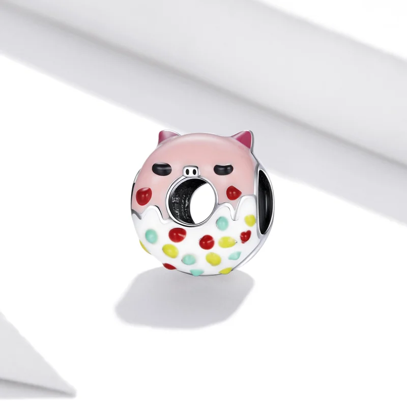 (imagem para) Pandora Style Piggy Donuts Charm - SCC1879 - Visualizar 2