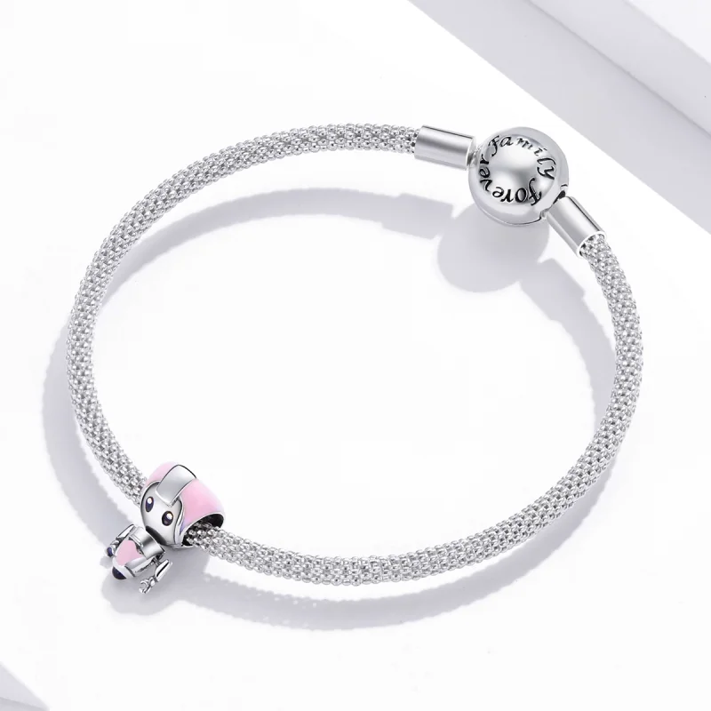 (imagem para) Pandora Style Pink Baby Robot Charm - SCC1774 - Visualizar 3