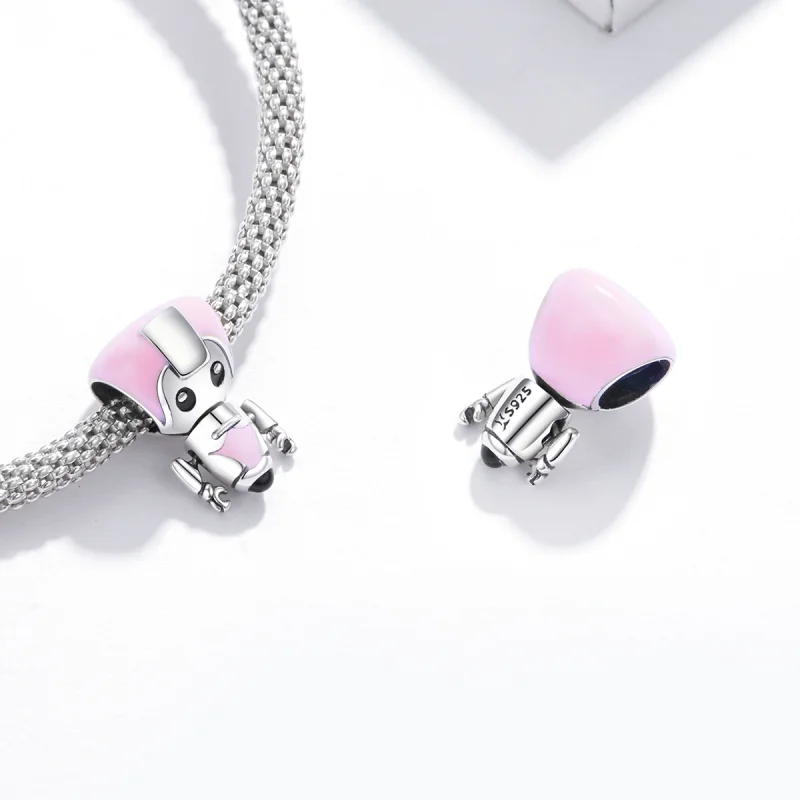 (imagem para) Pandora Style Pink Baby Robot Charm - SCC1774 - Visualizar 4