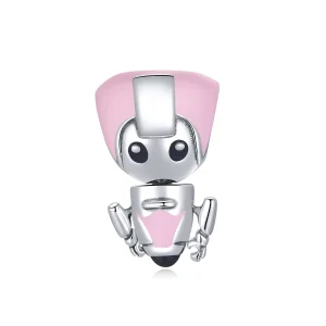 (imagem para) Pandora Style Pink Baby Robot Charm - SCC1774