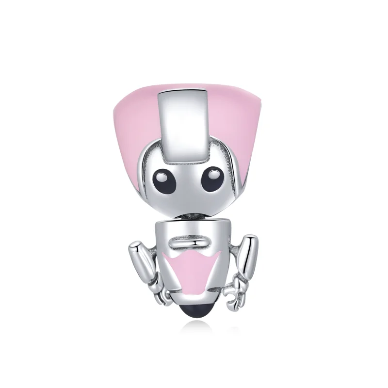 (imagem para) Pandora Style Pink Baby Robot Charm - SCC1774