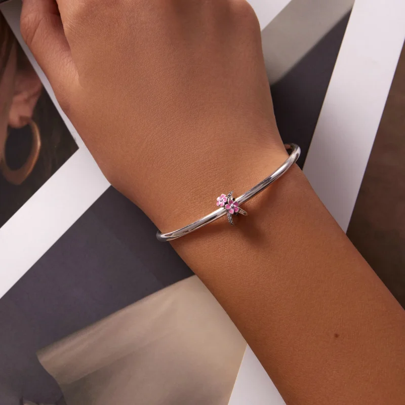 (imagem para) Pandora Style Pink Flowers Spacer Charm - SCC2139 - Visualizar 5