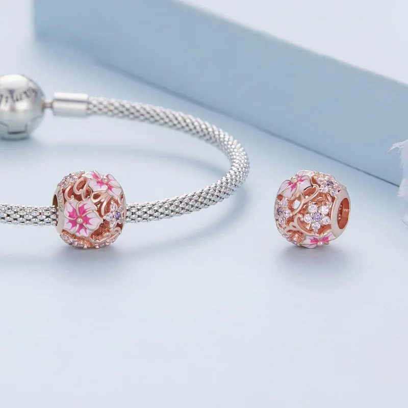 (imagem para) Pandora Style Pink Sakura Charm - BSC643 - Visualizar 5