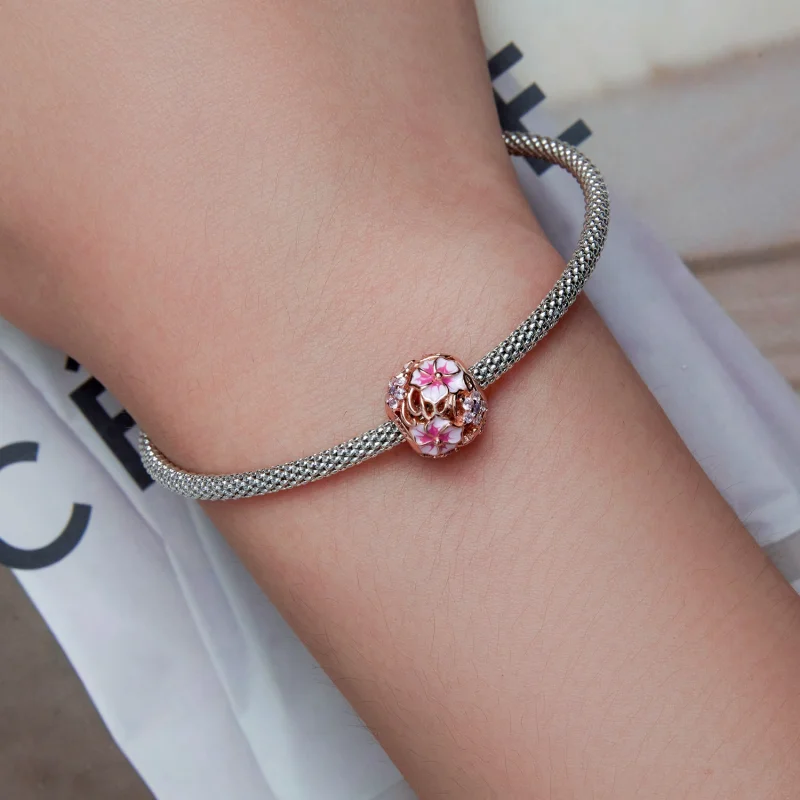 (imagem para) Pandora Style Pink Sakura Charm - BSC643 - Visualizar 6